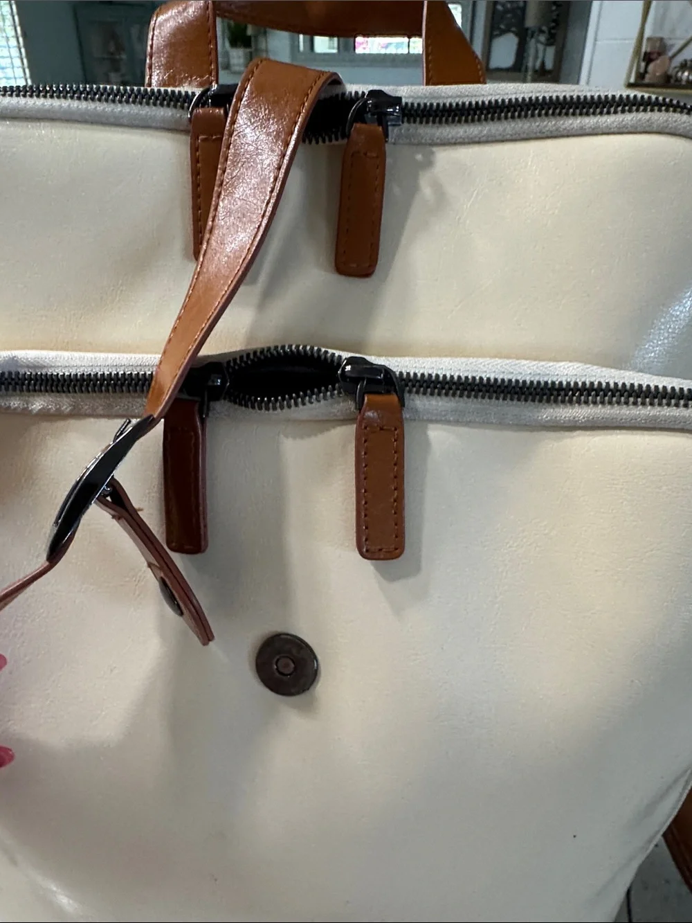 Cluci Ivory laptop backpack, travel backpack, Vegan Leather computer bag.